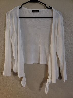 White Open-Front Lightweight Women's Sweater Cardigan
